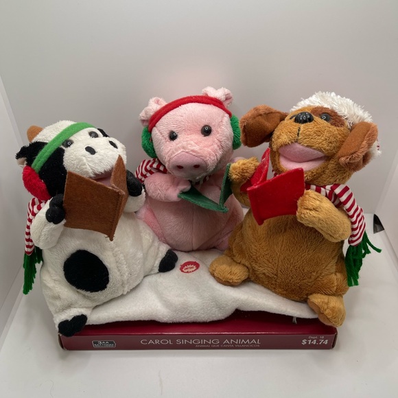 Animated Singing Christmas Cow Dog Snowman of America Plush Jingle Bell WORKS - Picture 8 of 10